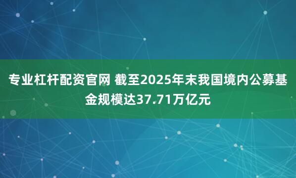 专业杠杆配资官网 截至2025年末我国境内公募基金规模达37.71万亿元